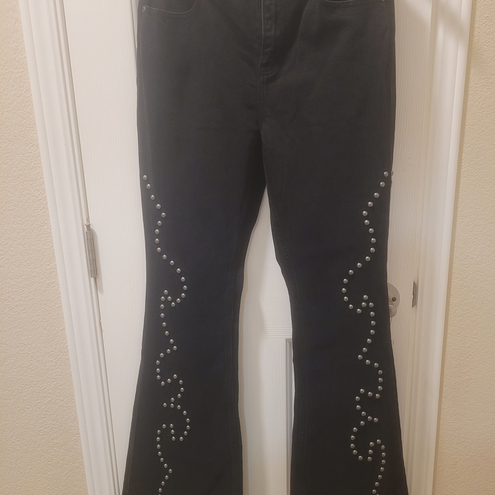 Idyllwind Black Flare Jeans with Silver Accents